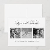 White Love and Bedankt Wedding 3-Photo Template Briefkaart (Voorkant / Achterkant)