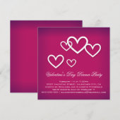 White Love Hearts on Donk Pink Valentijns Party Kaart (Voorkant / Achterkant)