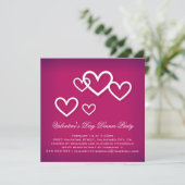 White Love Hearts on Donk Pink Valentijns Party Kaart (Staand voorkant)