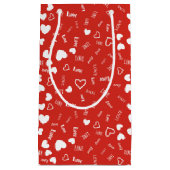 White Love & Hearts Patterned Gift Bag Klein Cadeauzakje (Voorkant)
