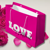 White LOVE Hot Pink Valentijn Groot Cadeauzakje