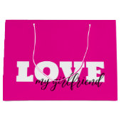 White LOVE Hot Pink Valentijn Groot Cadeauzakje (Voorkant)