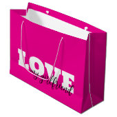 White LOVE Hot Pink Valentijn Groot Cadeauzakje (Voorkant Gekanteld)