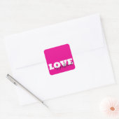White LOVE Hot Pink Valentijn Vierkante Sticker (Envelop)