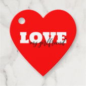 White LOVE Neon Rode Valentijn Bedankjes Labels (Voorkant)