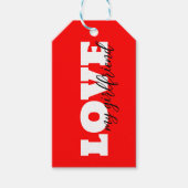 White LOVE Neon Rode Valentijn Cadeaulabel (Voorkant)