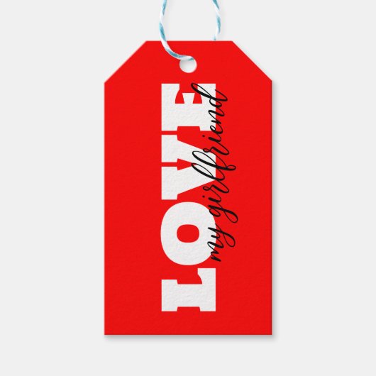 White LOVE Neon Rode Valentijn Cadeaulabel (Voorkant)