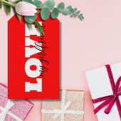 White LOVE Neon Rode Valentijn Cadeaulabel