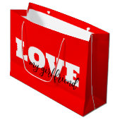 White LOVE Neon Rode Valentijn Groot Cadeauzakje (Voorkant Gekanteld)