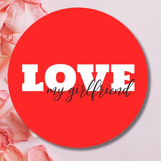 White LOVE Neon Rode Valentijn Ronde Sticker