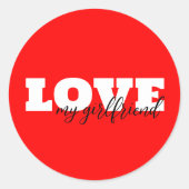 White LOVE Neon Rode Valentijn Ronde Sticker (Voorkant)