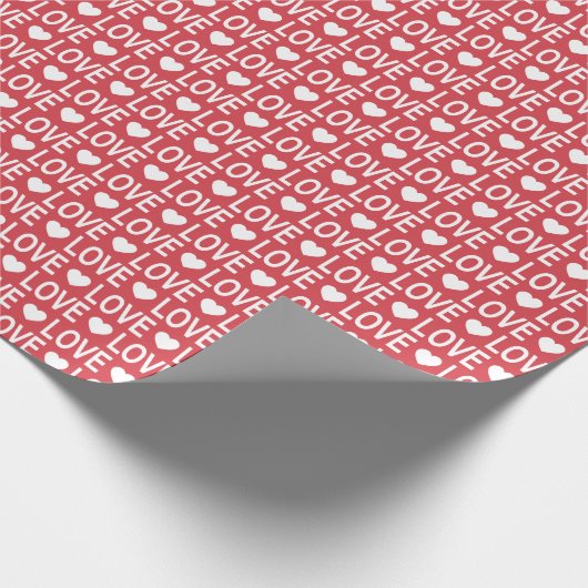White Love Pattern Wrapping Paper Cadeaupapier (Hoek)