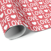 White Love Pattern Wrapping Paper Cadeaupapier (Rol Hoek)