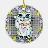 White Lucky Cat Ornament (Voorkant)