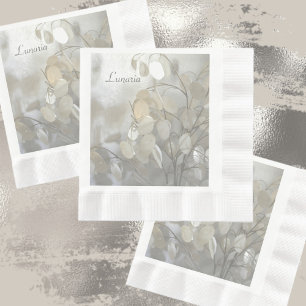 White Lunaria Silver Dollar Elegant Servet