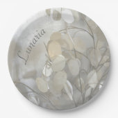 White Lunaria Silver Dollars Elegant Papieren Bordje (Voorkant)