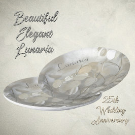 White Lunaria Silver Dollars Elegant Papieren Bordje