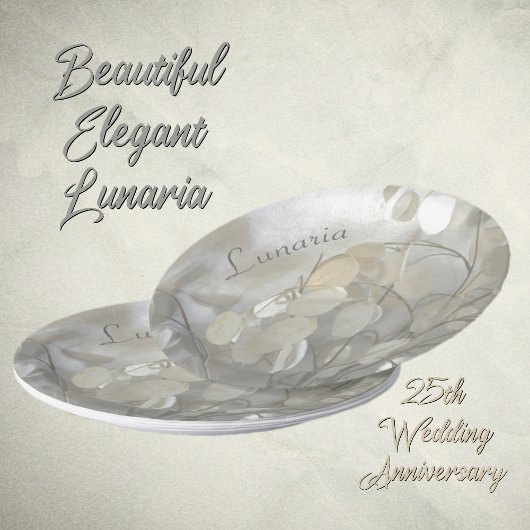 White Lunaria Silver Dollars Elegant Papieren Bordje