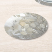 White Lunaria Silver  Ronde Kartonnen Onderzetter (Gebogen)
