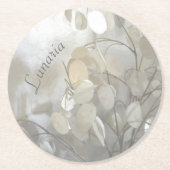 White Lunaria Silver  Ronde Kartonnen Onderzetter (Voorkant)