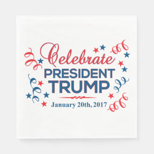 White Luncheon Paper Napkins Celebrate Trump Servet