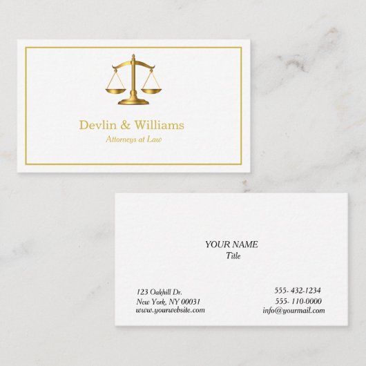 White Luxe Gold Scales advocaat Visitekaartje (Voorkant / Achterkant)