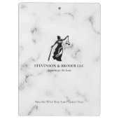 White Luxury Marble texture Lady Justice Logo Klembord (Achterkant)