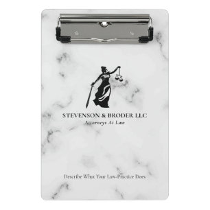 White Luxury Marble texture Lady Justice Logo Mini Klembord