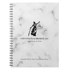 White Luxury Marble texture Lady Justice Logo Notitieboek