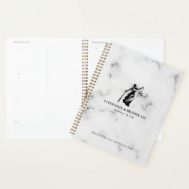 White Luxury Marble texture Lady Justice Logo Planner