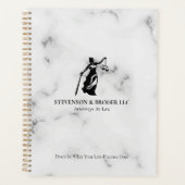 White Luxury Marble texture Lady Justice Logo Planner (Voorkant)