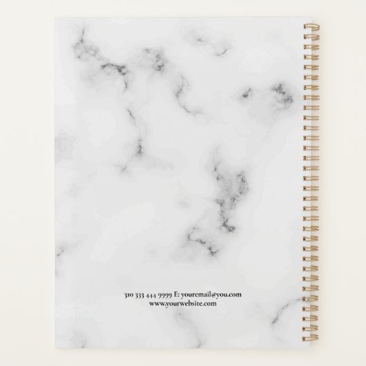 White Luxury Marble texture Lady Justice Logo Planner (Achterkant)
