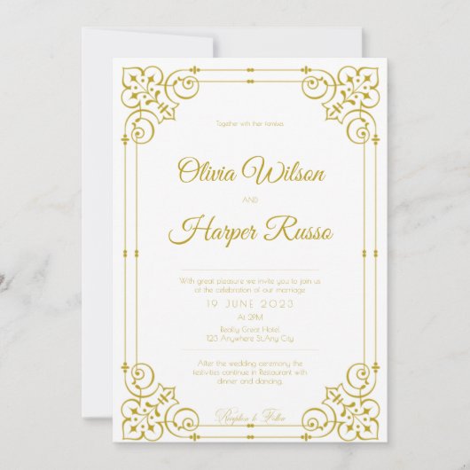 white luxury wedding invitation kaart (Voorkant)