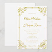 white luxury wedding invitation kaart (Voorkant / Achterkant)