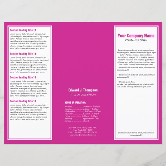 White Magenta Simple Border Brochure (Voorkant)