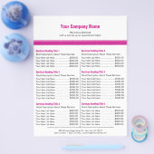 White Magenta Simple Border Price List 6 Flyer (Enkel)