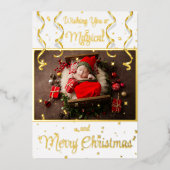 White Magical Photo Merry kerstgroet Folie Feestdagenkaart (Voorkant)