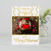 White Magical Photo Merry kerstgroet Folie Feestdagenkaart (Staand Voorkant)