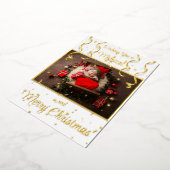 White Magical Photo Merry kerstgroet Folie Feestdagenkaart (Gedraaid)