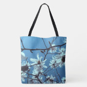 White Magnolia Bloom Blue Sky Tote Bag (Achterkant)