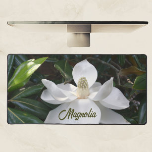 White Magnolia Blossom Floral Photographic Bureaumat