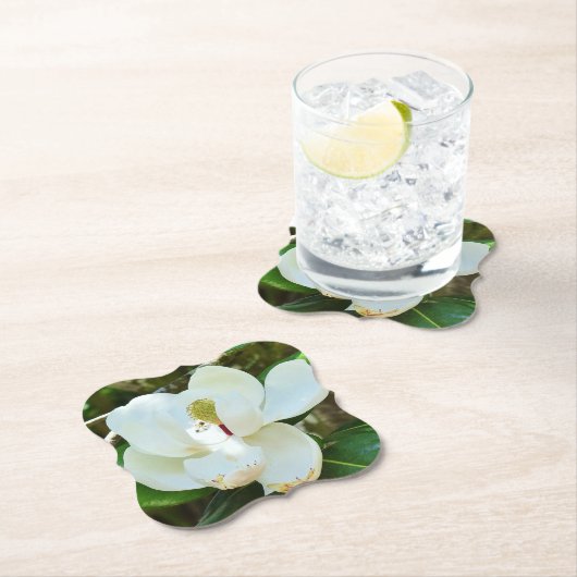White Magnolia Blossom Kartonnen Onderzetters (Insitu)