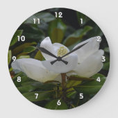 White Magnolia Blossom op donkergroene foto Grote Klok (Voorkant)