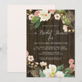 White Magnolia Blush Floral Rustic Barn Wood Kaart (Voorkant / Achterkant)