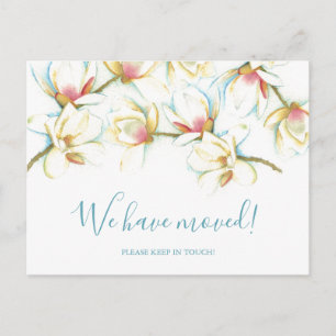 White Magnolia Botanical Moving Announance Briefkaart
