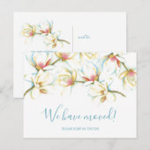 White Magnolia Botanical Moving Announance Briefkaart (Voorkant / Achterkant)