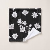 White Magnolia Branches op zwart Bad Handdoek (Wasdoekje)