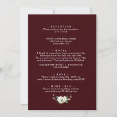 White Magnolia Deep Burgundy All In One Wedding   Kaart (Achterkant)