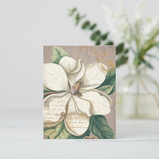 White Magnolia Flat Wenskaart (Staand voorkant)