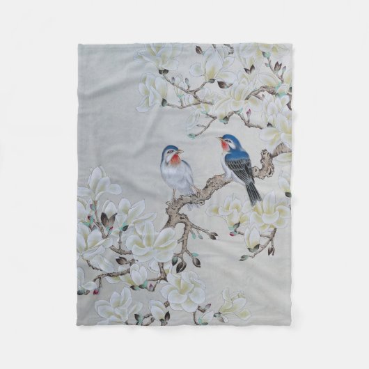 White Magnolia Fleece Deken (Voorkant)